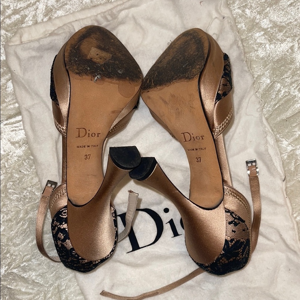 Dior Tan and Black High Heeled Sandals - Picture 3 of 5